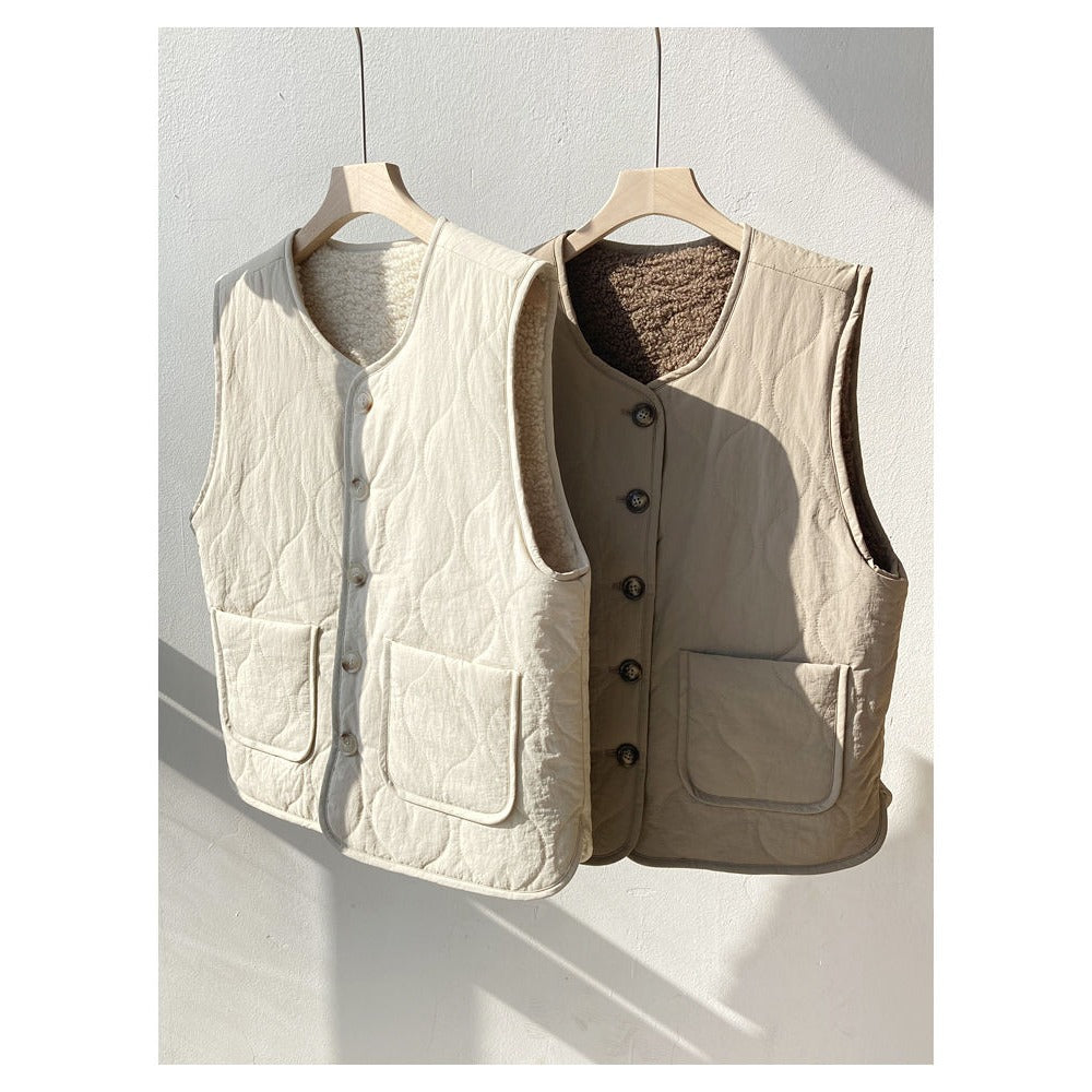 Wendbare Gesteppt Jacke mit Fleecefutter für Damen – Oria