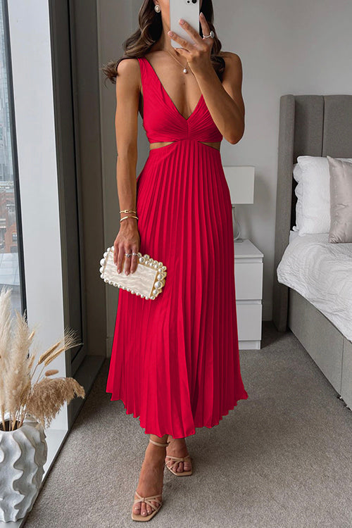Elegantes Damen Plissee Midikleid für Abendanlässe