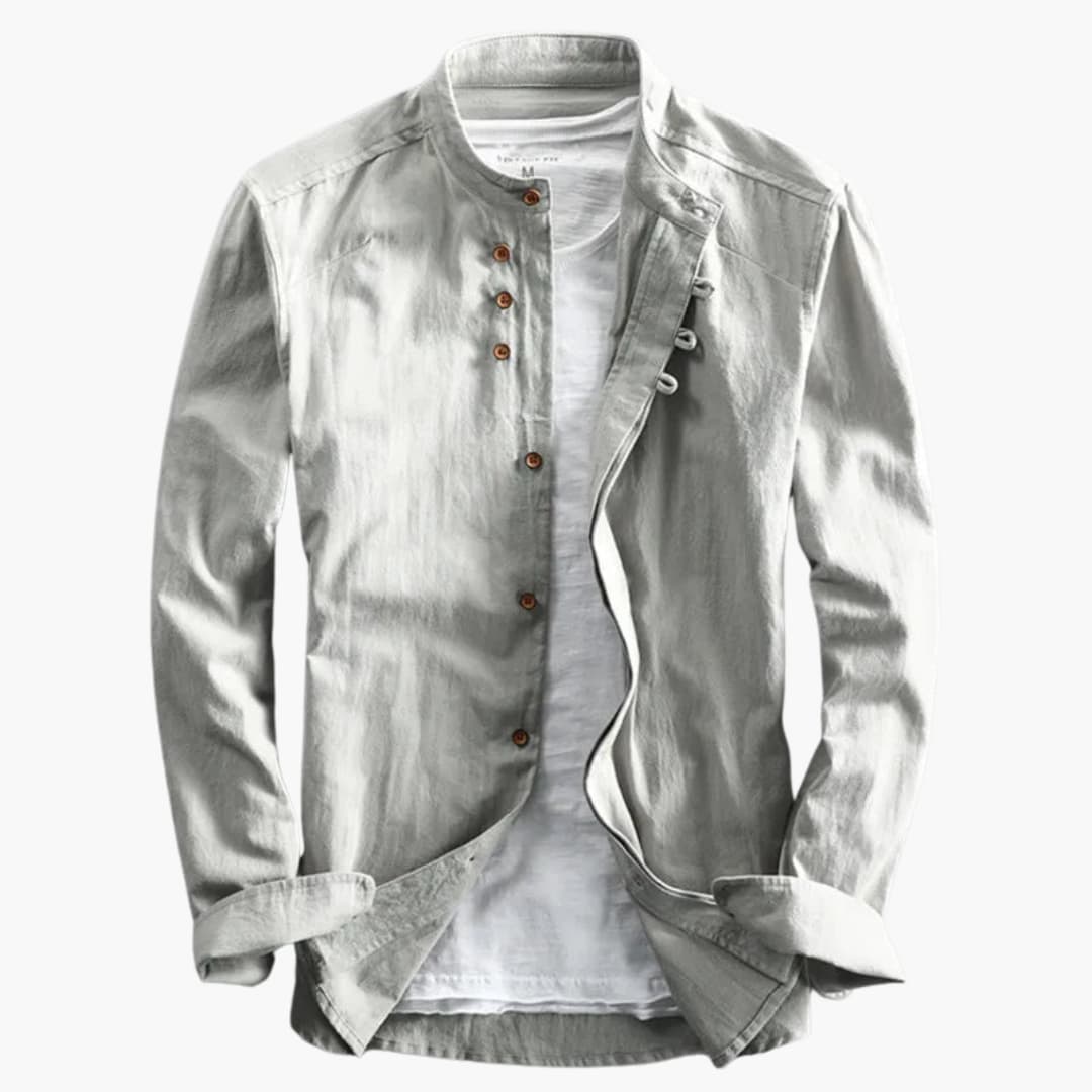 Herren Stehkragen Hemd | Langarm