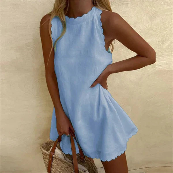 Bequemes Schulterfreies Leinenkleid Damen - Anna