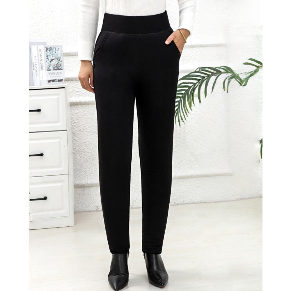 Schwarze Winterleggings mit Fleecefutter für Damen – Santina