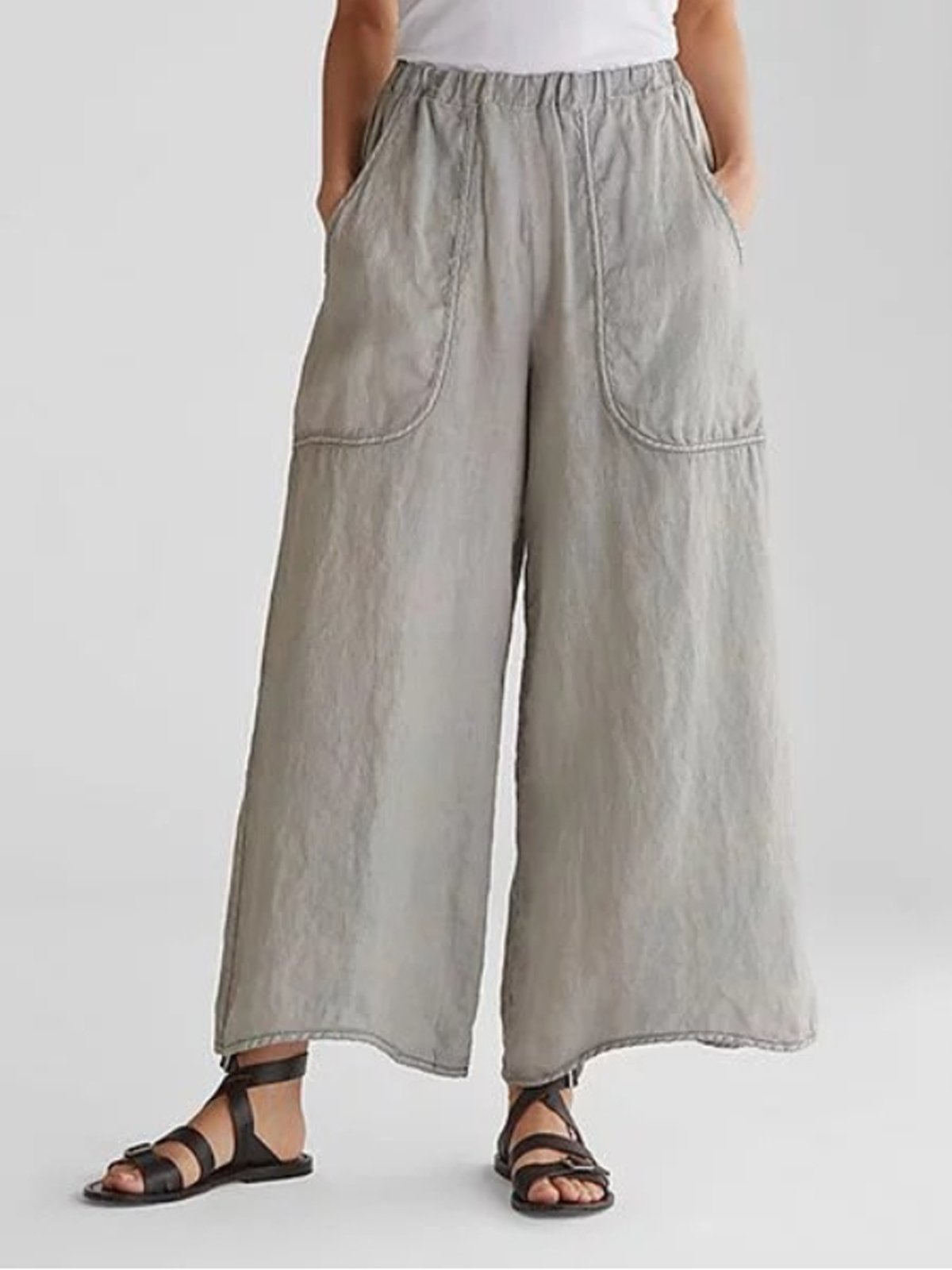 Bequeme Weite Leinenhose mit großen Taschen – Laura