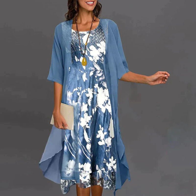 Damen Mini Kleid mit Blumenmuster und passendem Blazer