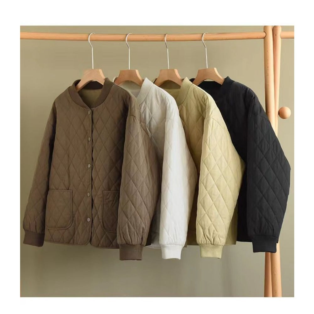 Gesteppt Jacke mit Knopfleiste und Taschen für Damen – Noemi