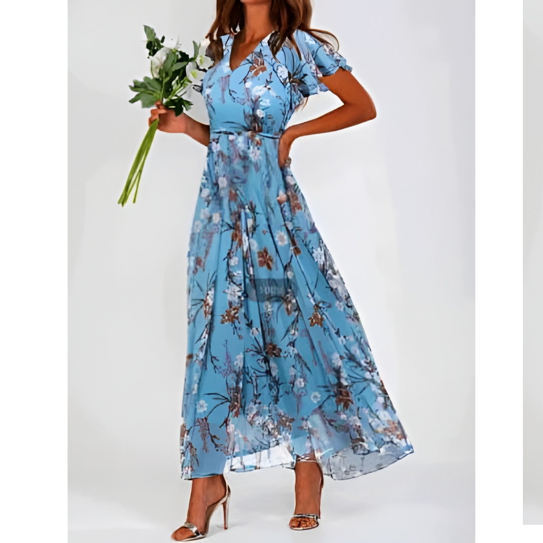 Damen Maxi Sommerkleid mit Blumenmuster – Formell