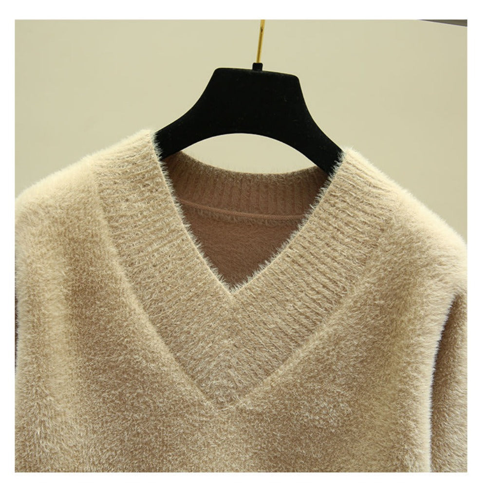 Damen Pullover mit V-Ausschnitt und Langarm – Rina