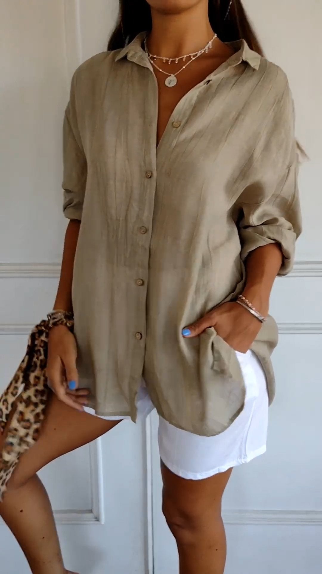 Leichtes Damen Sommer Hemd mit Knopfleiste