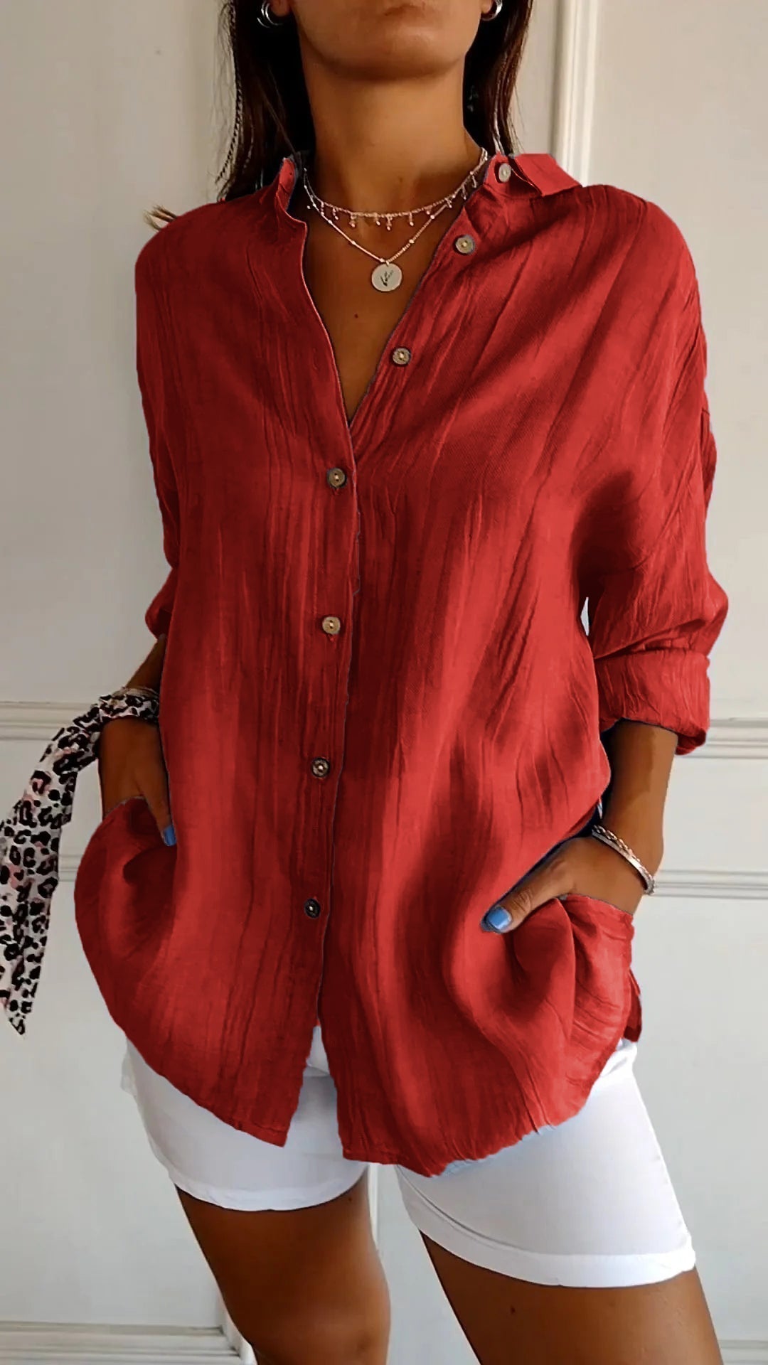 Leichtes Damen Sommer Hemd mit Knopfleiste