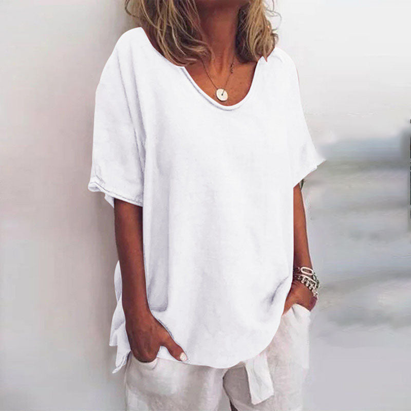 Klassische Damen Kurzarm Bluse mit lockerer Passform