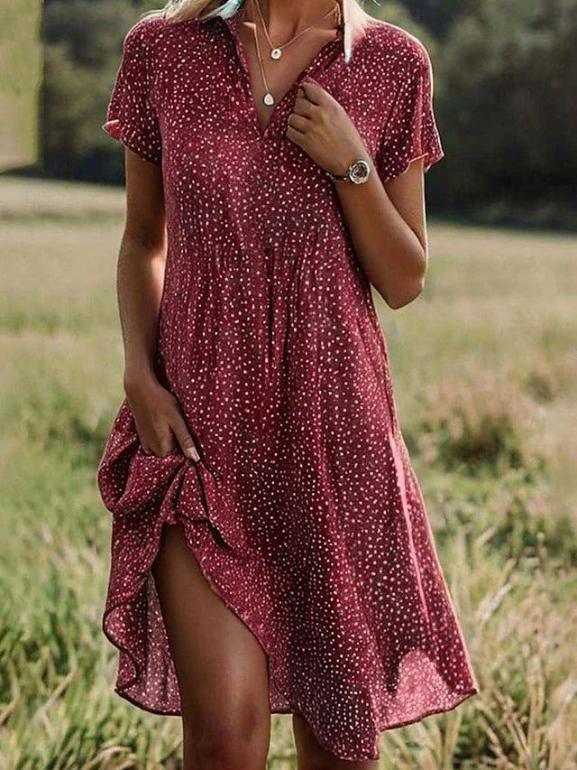 Kurzärmliges Midi Hemdblusenkleid für Damen