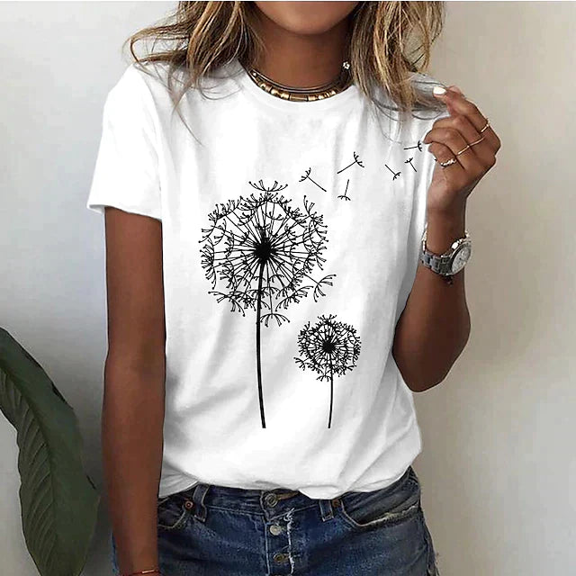 Weiches Damen Sommer T-Shirt mit Rundhalsausschnitt und kurzen Ärmeln