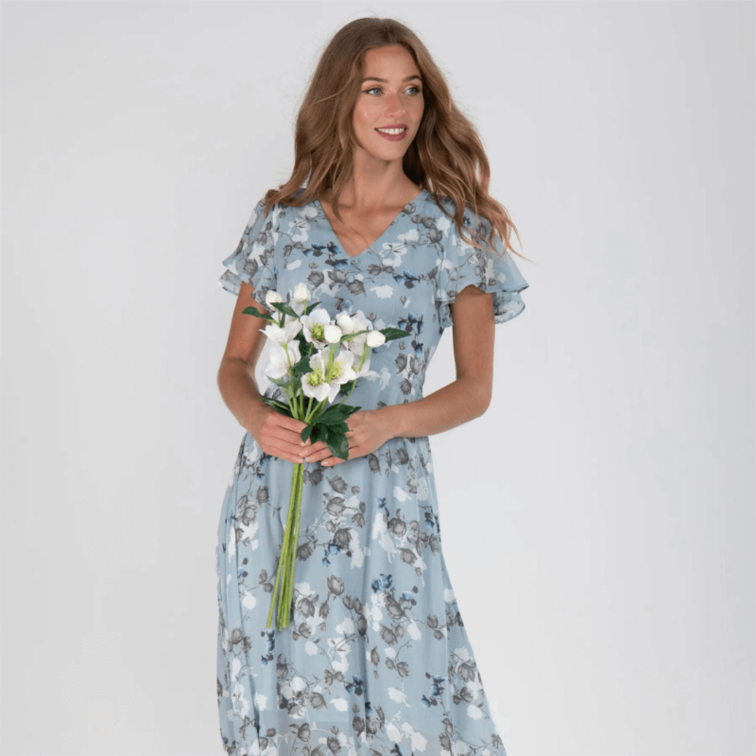 Damen Maxi Sommerkleid mit Blumenmuster – Formell