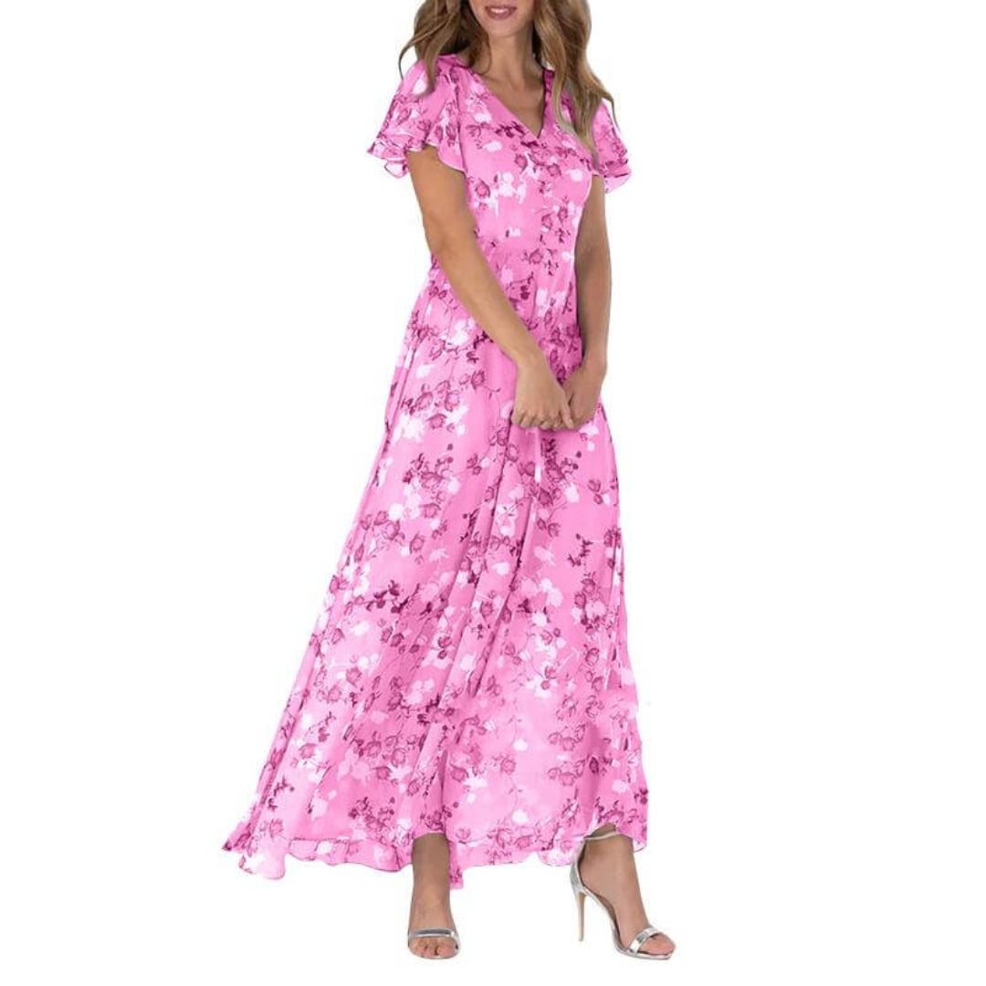 Damen Maxi Sommerkleid mit Blumenmuster – Formell