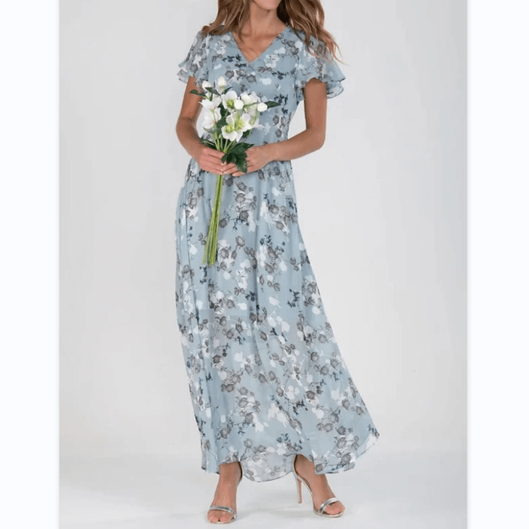 Damen Maxi Sommerkleid mit Blumenmuster – Formell
