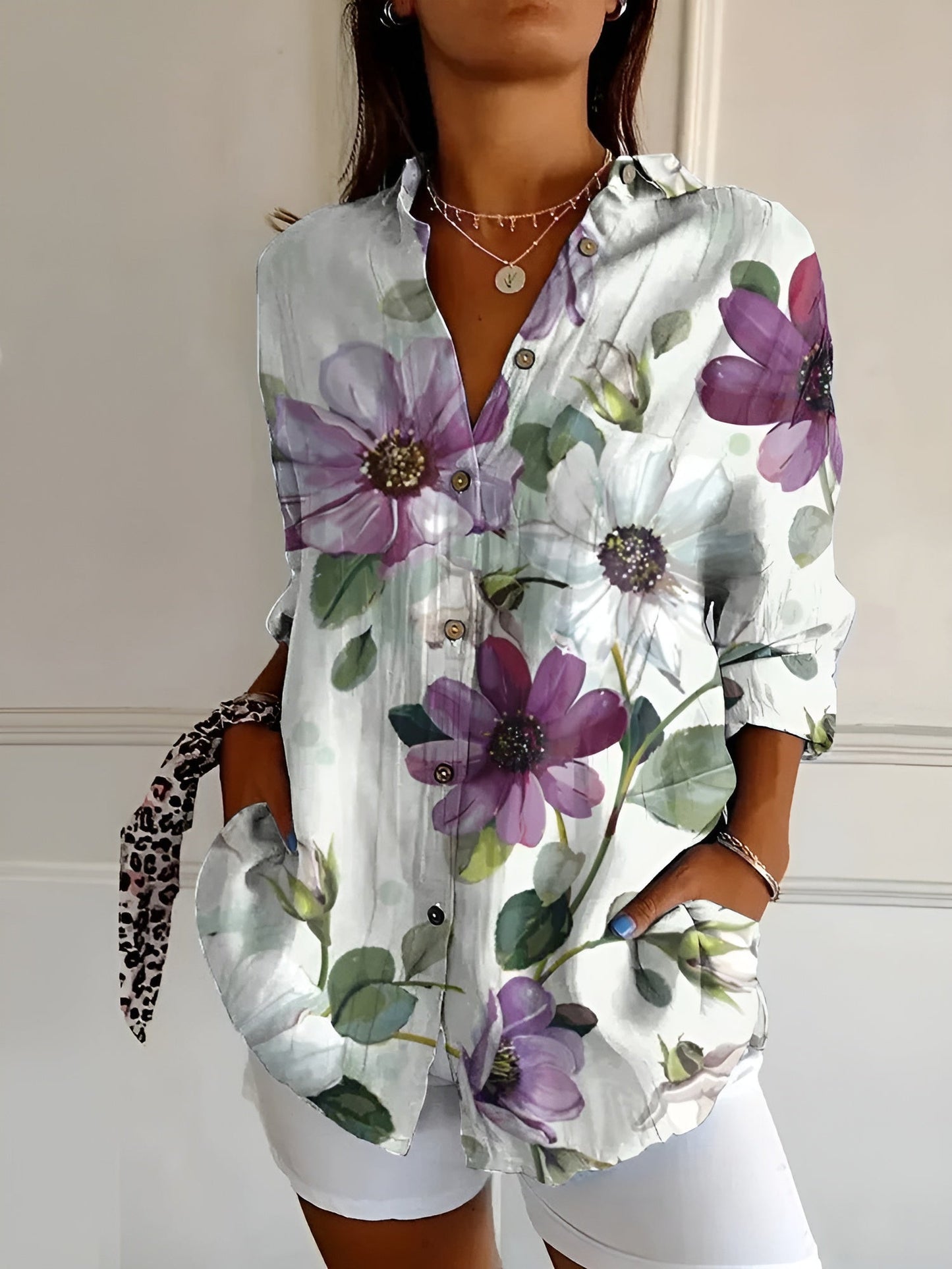 Stilvolles Langarm Button-Down Hemd für Damen