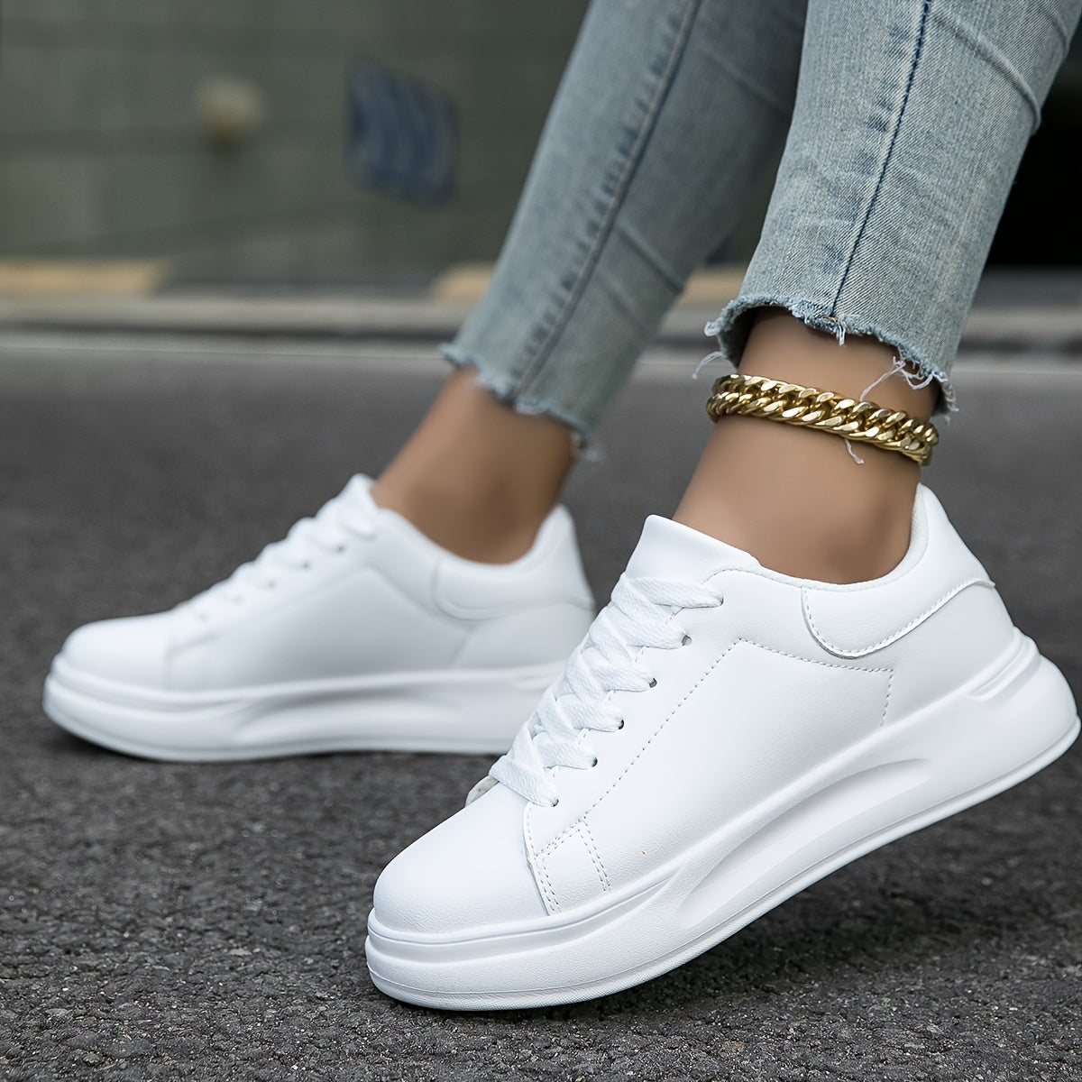 Damen Weiße Sneaker| Bequem