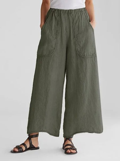 Bequeme Weite Leinenhose mit großen Taschen – Laura