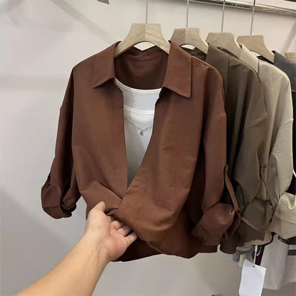 Bluse in Zwei-in-Eins-Optik mit Langarm für Damen - Fiammetta