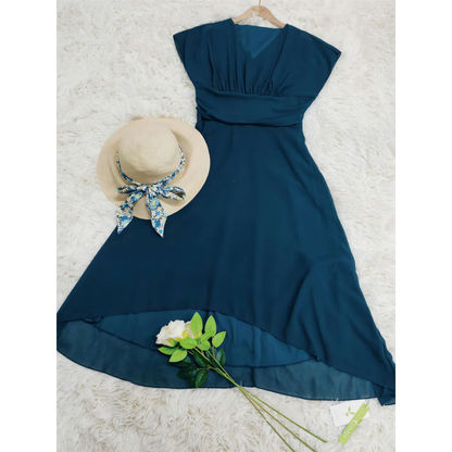 Ausgestelltes Midikleid mit V-Ausschnitt für Damen – Formell