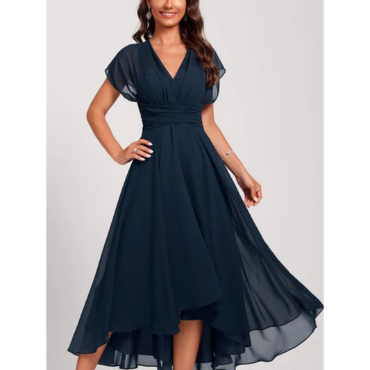 Ausgestelltes Midikleid mit V-Ausschnitt für Damen – Formell