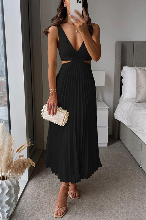 Elegantes Damen Plissee Midikleid für Abendanlässe