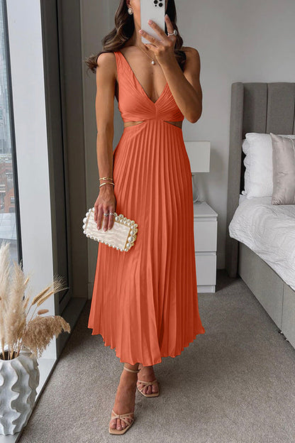 Elegantes Damen Plissee Midikleid für Abendanlässe