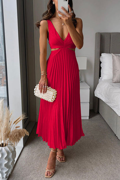 Elegantes Damen Plissee Midikleid für Abendanlässe