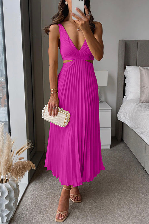 Elegantes Damen Plissee Midikleid für Abendanlässe