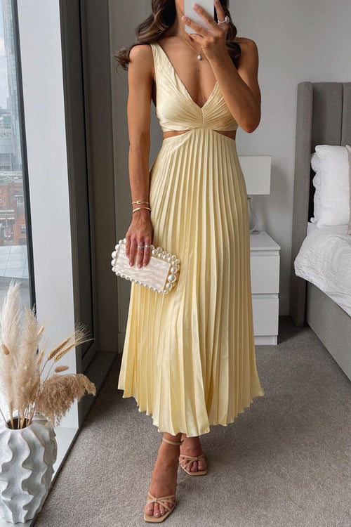 Elegantes Damen Plissee Midikleid für Abendanlässe