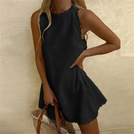 Bequemes Schulterfreies Leinenkleid Damen - Anna