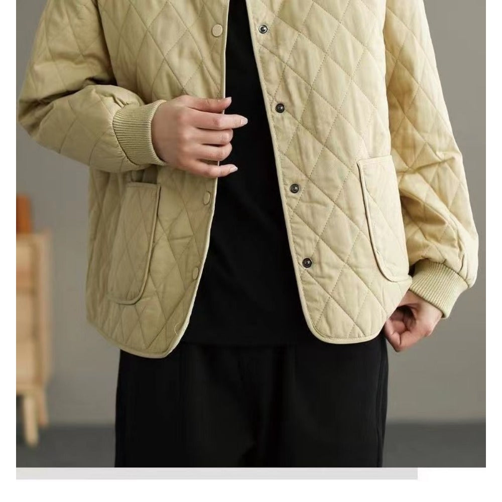 Gesteppt Jacke mit Knopfleiste und Taschen für Damen – Noemi