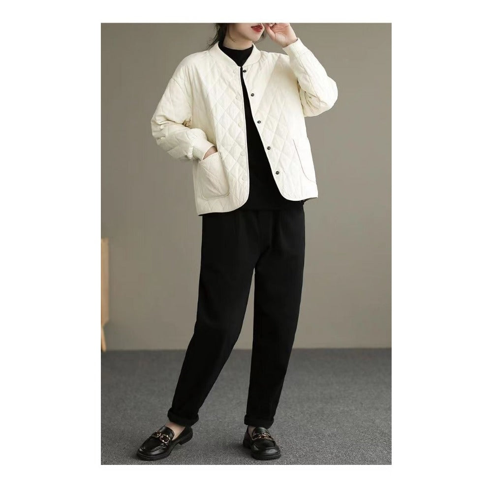 Gesteppt Jacke mit Knopfleiste und Taschen für Damen – Noemi