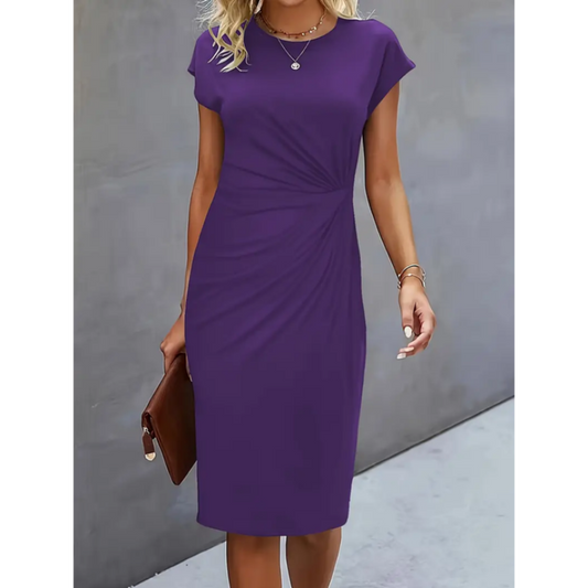 Damen Midi Kleid mit kurzen Ärmeln für formelle Anlässe