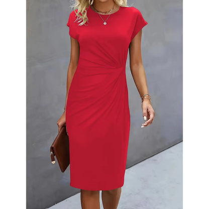 Damen Midi Kleid mit kurzen Ärmeln für formelle Anlässe