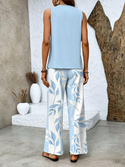 Zweiteiliges Damen Set mit Ärmellosem Top und Gerader Hose