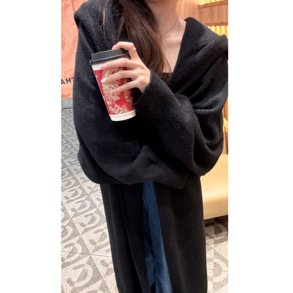 Langer Strickcardigan mit Kapuze für Damen – Ilaria