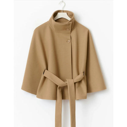Gürtel-Cape-Mantel mit Hohem Kragen für Damen - Iolanda