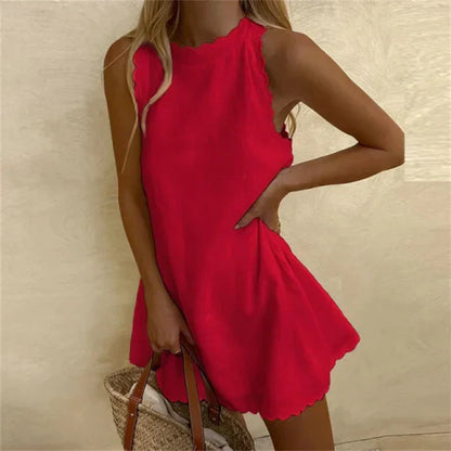 Bequemes Schulterfreies Leinenkleid Damen - Anna