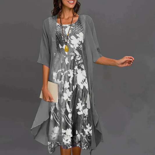 Damen Mini Kleid mit Blumenmuster und passendem Blazer