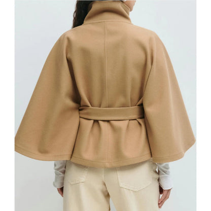 Gürtel-Cape-Mantel mit Hohem Kragen für Damen - Iolanda
