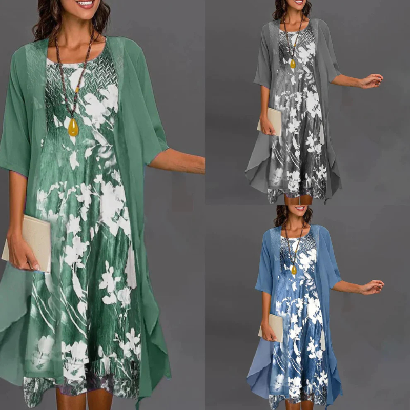 Damen Mini Kleid mit Blumenmuster und passendem Blazer