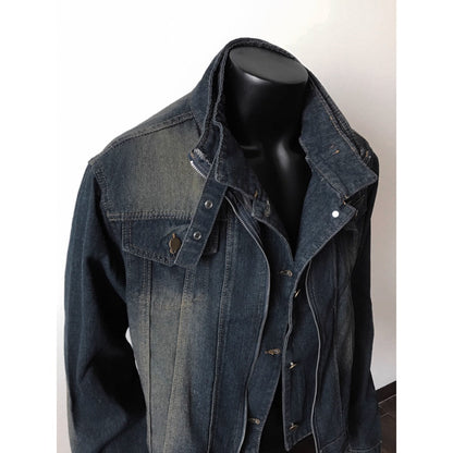 Dunkelblaue Jeansjacke mit Ausgefranstem Saum für Damen und Herren - Diana