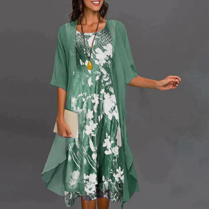 Damen Mini Kleid mit Blumenmuster und passendem Blazer