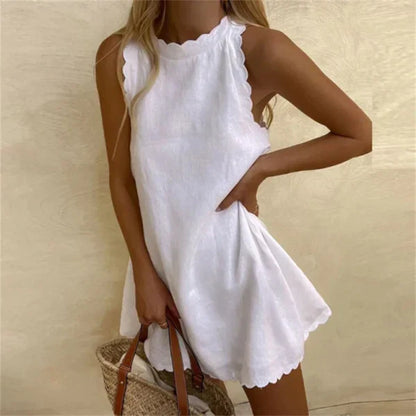 Bequemes Schulterfreies Leinenkleid Damen - Anna