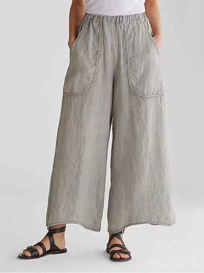Bequeme Weite Leinenhose mit großen Taschen – Laura