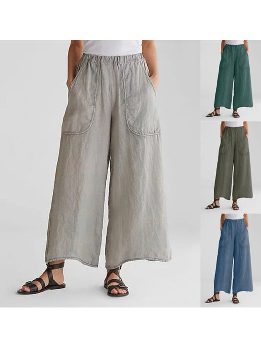 Bequeme Weite Leinenhose mit großen Taschen – Laura