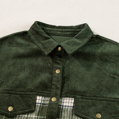 Damen Karierte Hemdbluse in Grün mit Knopfleiste und Langarm – Concetta