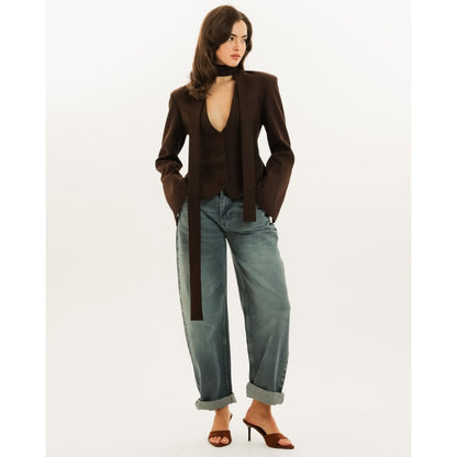 Langärmlige Blazerjacke mit Schal für Damen - Rosella