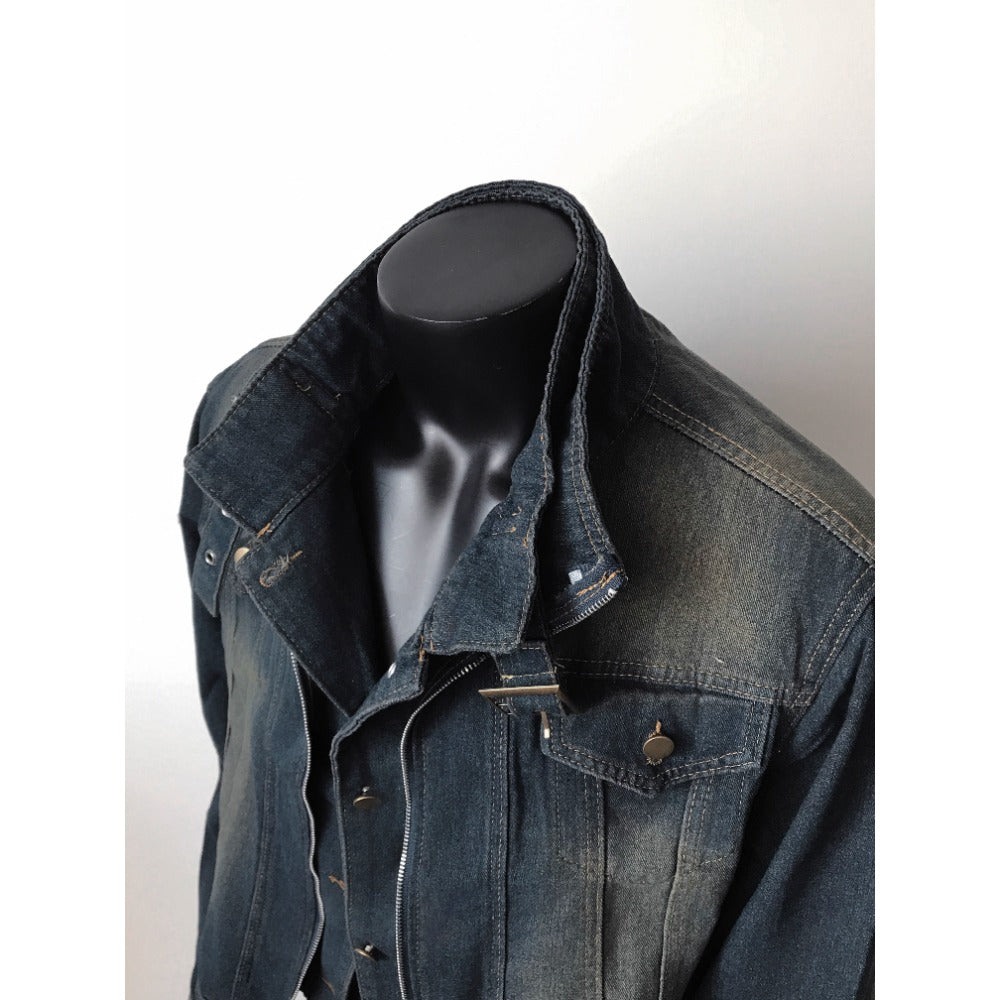 Dunkelblaue Jeansjacke mit Ausgefranstem Saum für Damen und Herren - Diana