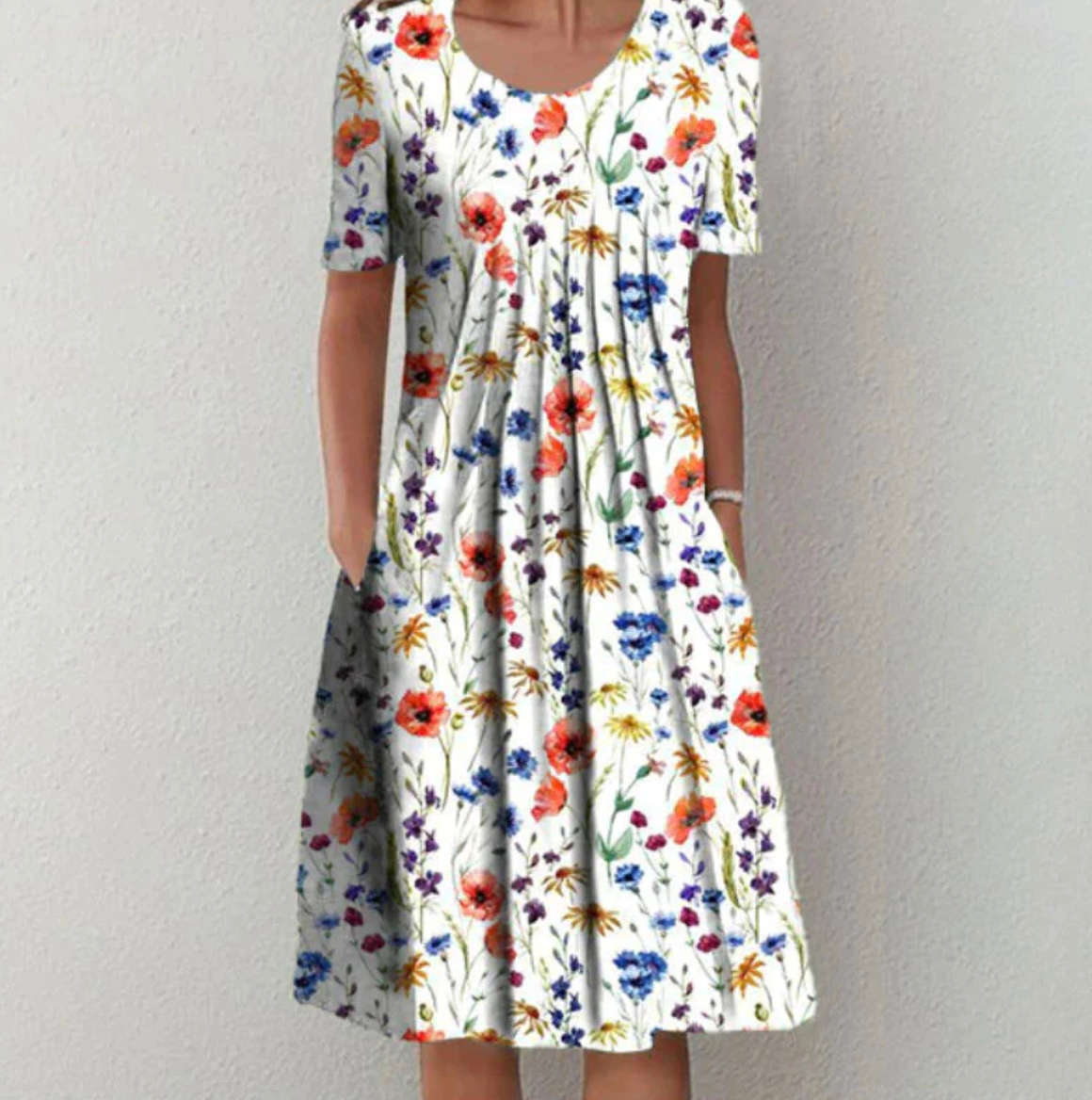 Weiches Damen Sommer Midikleid mit Muster